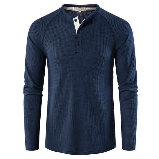 Herren nan strukturiertes Henley-Langarmshirt mit Waffelstruktur, Halbknopfleiste und Raglanärmeln Shop Nory
