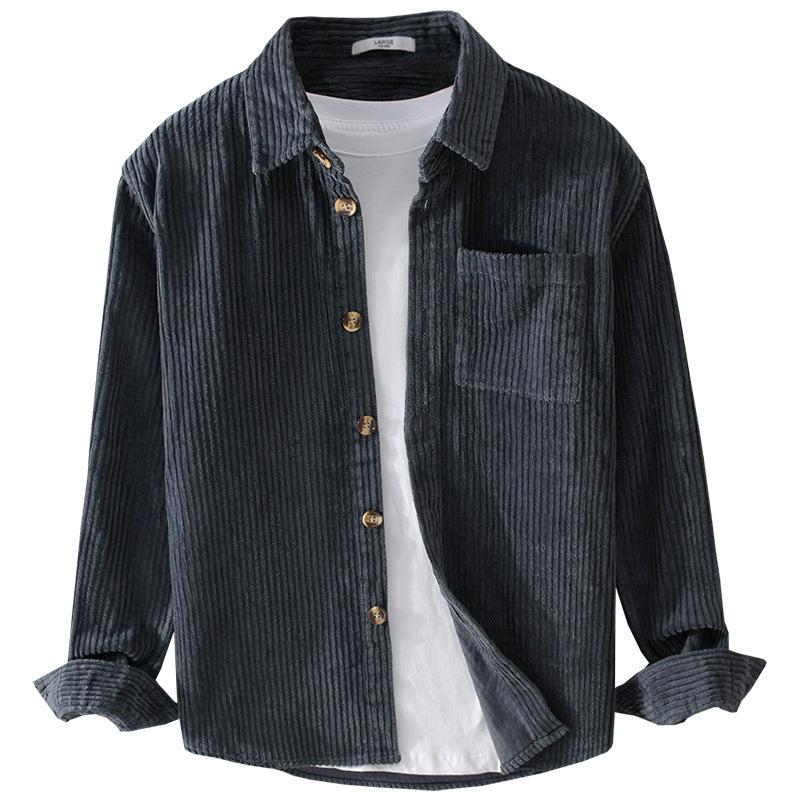 Herren Cord-Overshirt mit breiter Rippenstruktur, Brusttasche und Relaxed-Fit Shop Nory