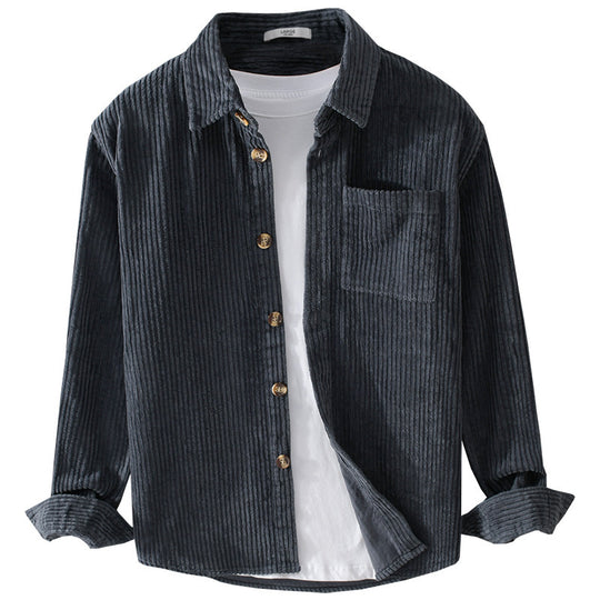 Herren Cord-Overshirt mit breiter Rippenstruktur, Brusttasche und Relaxed-Fit Shop Nory