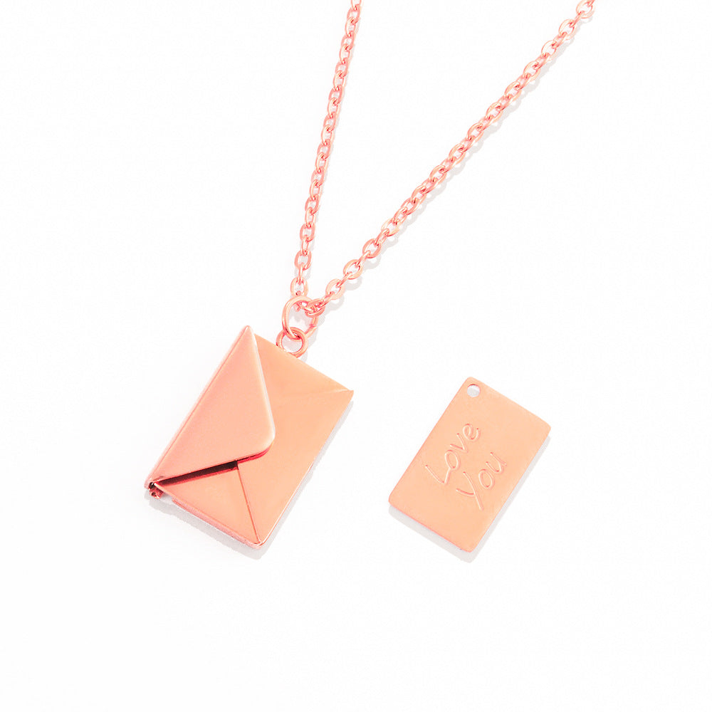 Damen Halskette mit Briefumschlag und Gravurschild Shop Nory