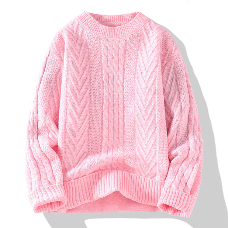 Herren Grobstrickpullover mit Zopfmuster und lässigem Schnitt