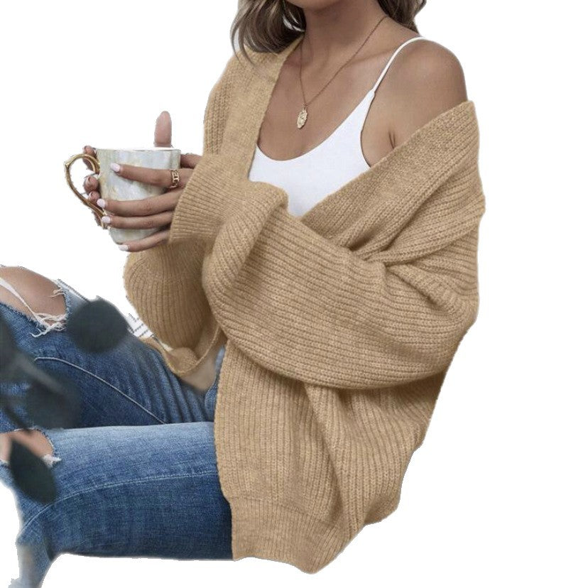 Damen Offener Oversize-Strickcardigan mit Raglanärmeln und feiner Rippenstruktur Shop Nory