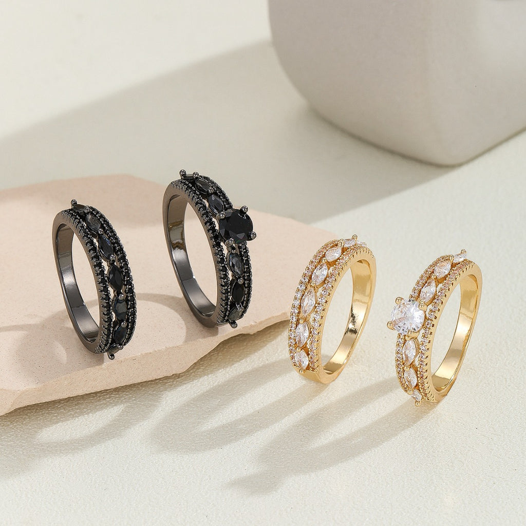 Damen Eleganter Ring mit zarten Zirkonia-Inlays Shop Nory