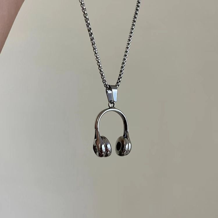 Damen Halskette mit stilvollem Kopfhörer-Anhänger Shop Nory