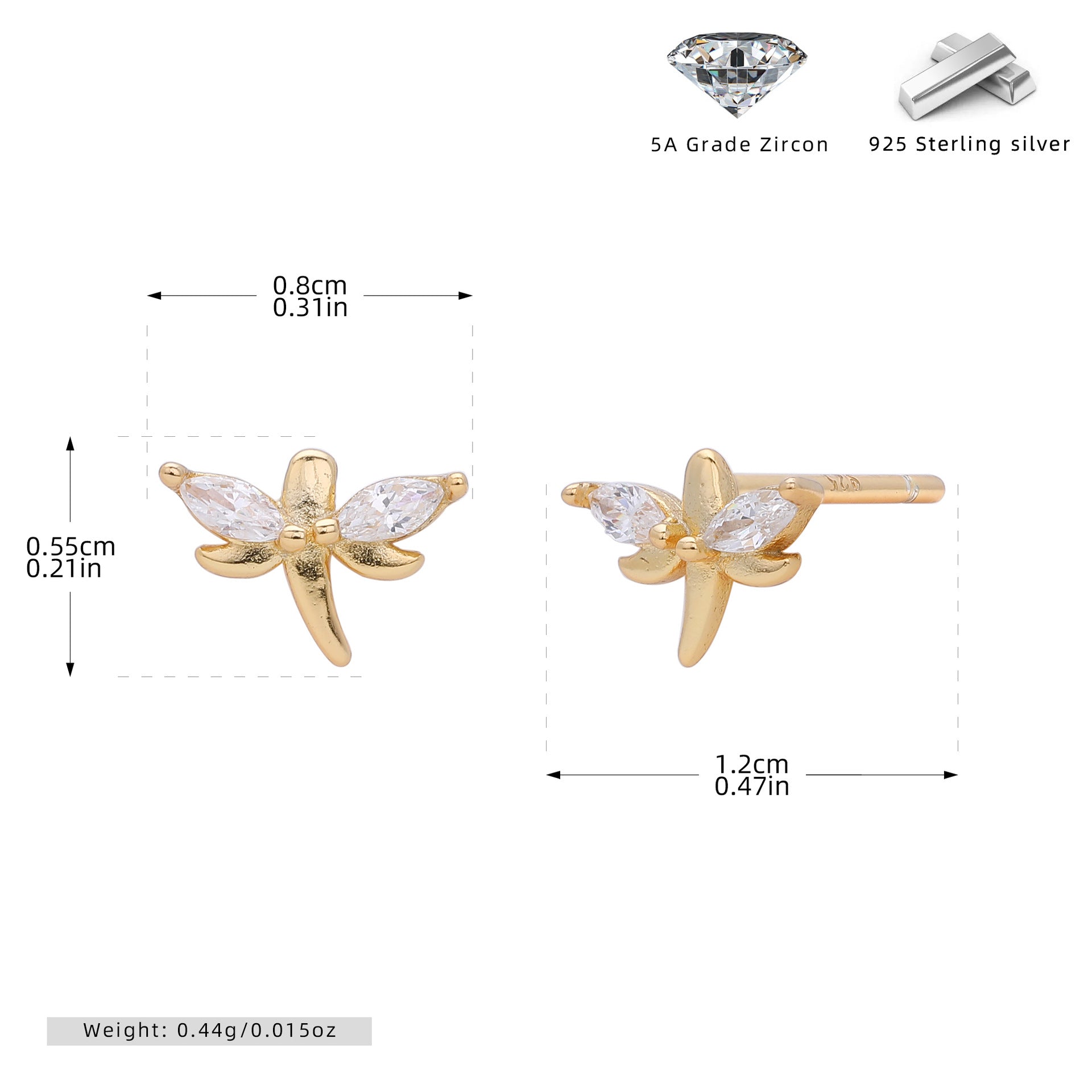 Damen Ohrstecker im eleganten Schmetterlingsdesign aus hochwertigem 925 Sterling Silber Shop Nory
