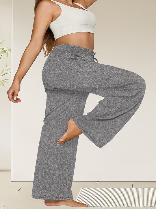 Damen Weite High-Waist Yogahose mit Leopardenmuster und Kordelzug Shopy Nory