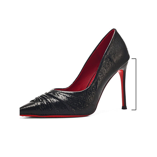 Damen Spitz zulaufende Metallic‑Pumps mit gerafftem Vamp und schmalem Stiletto Shop Nory