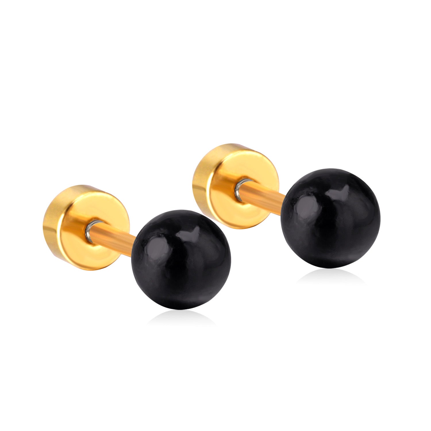 Damen Ohrstecker mit goldplattierter Edelstahl-Basis und schwarzem Perlenanhänger Shop Nory