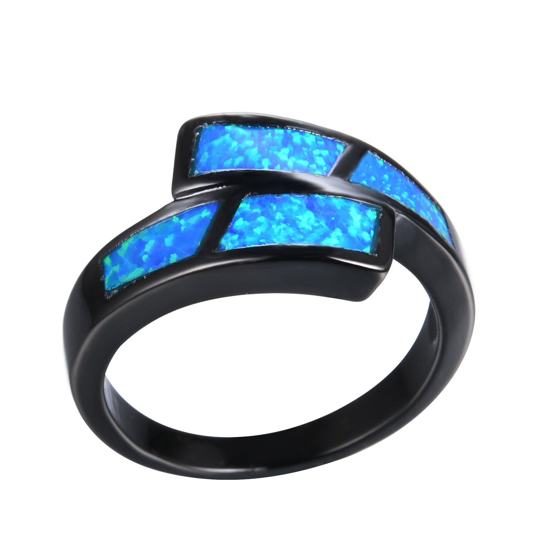 Damen Ring mit modernem, geometrischem Design und schimmernden Opal-Elementen Shop Nory