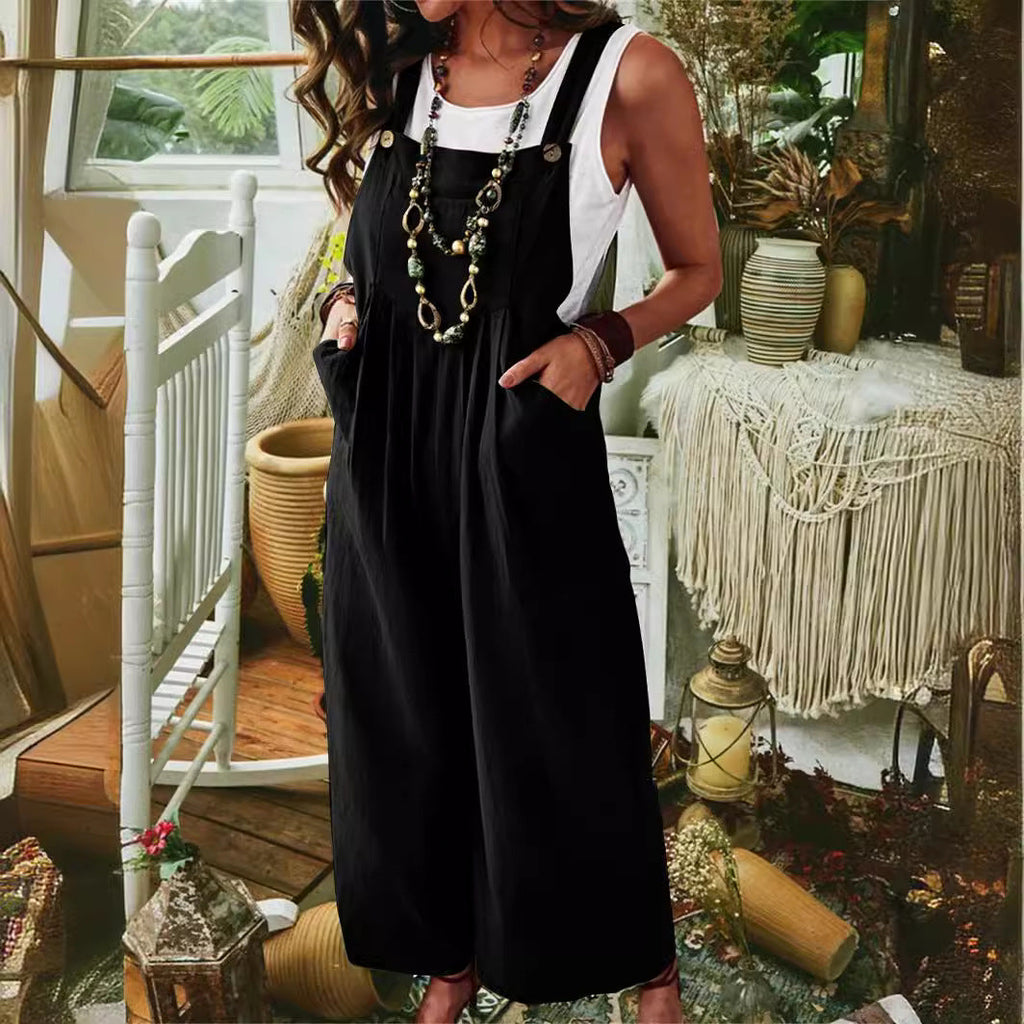 Damen Lässiger Jumpsuit mit praktischem Taschendesign und weiten Beinen