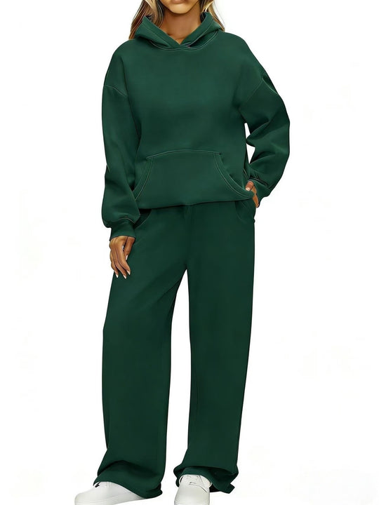 Damen nan Cozy-Loungewear-Set mit oversized Kapuzenpullover, Kängurutasche und weiten Palazzo-Jogginghose Shop Nory