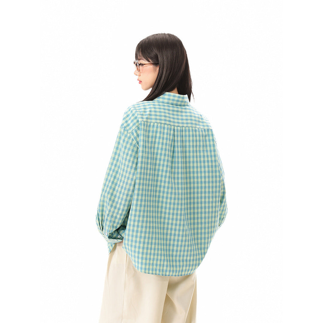 Damen Oversize‑Hemdbluse im Gingham‑Karo mit Brusttasche Shop Nory