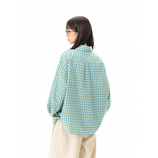 Damen Oversize‑Hemdbluse im Gingham‑Karo mit Brusttasche Shop Nory