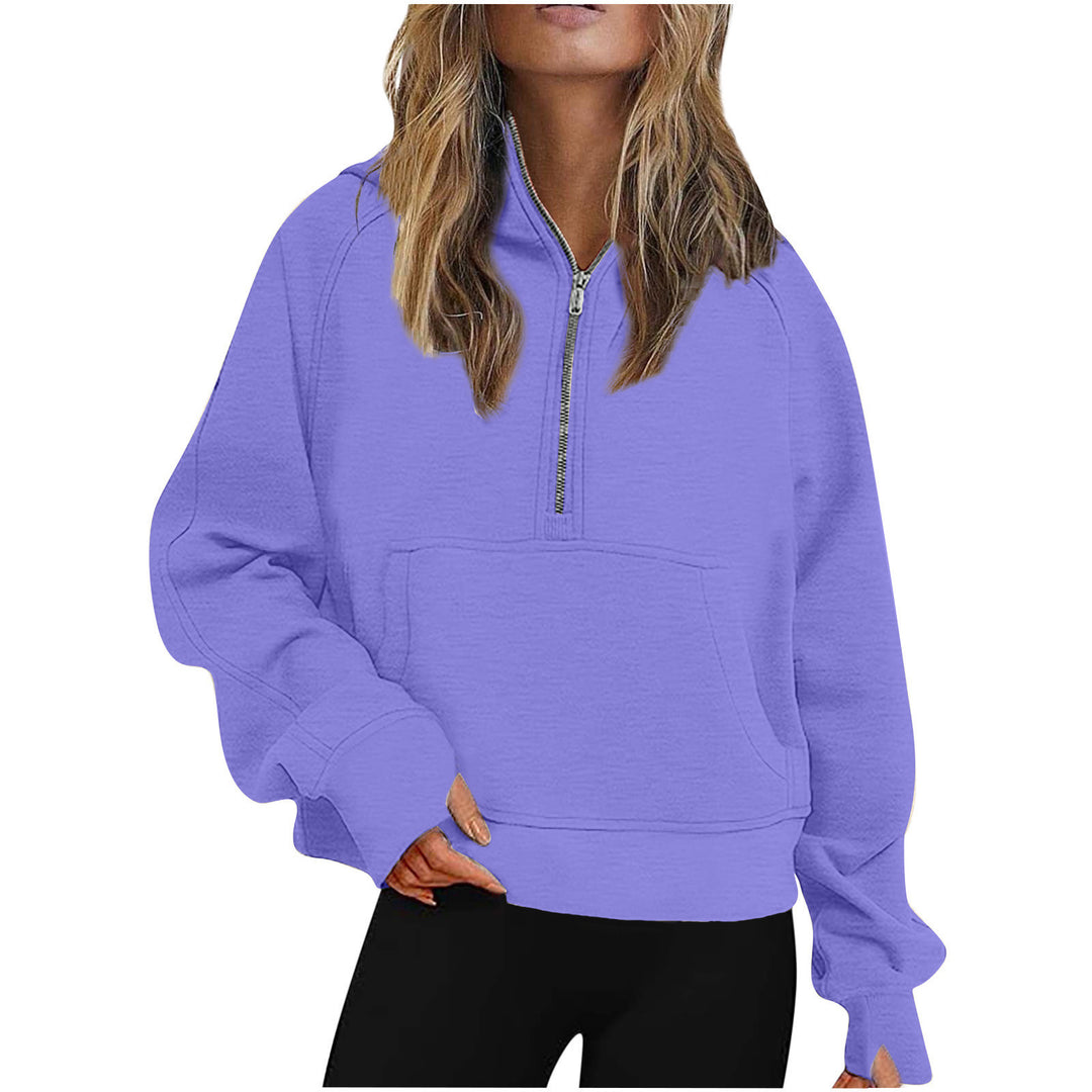 Damen Oversize Halb-Zip Kapuzenpullover mit Kängurutasche & Daumenloch Shop Nory