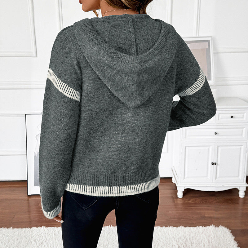 Damen Modischer Pullover mit Reißverschluss und Kapuze Shop Nory