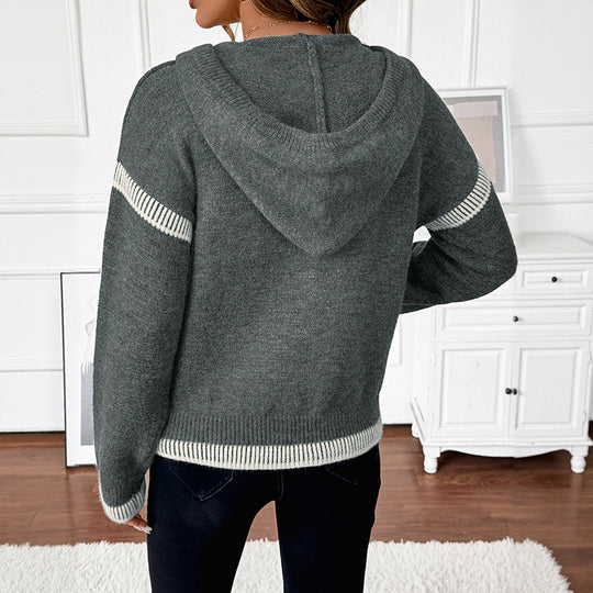 Damen Modischer Pullover mit Reißverschluss und Kapuze Shop Nory