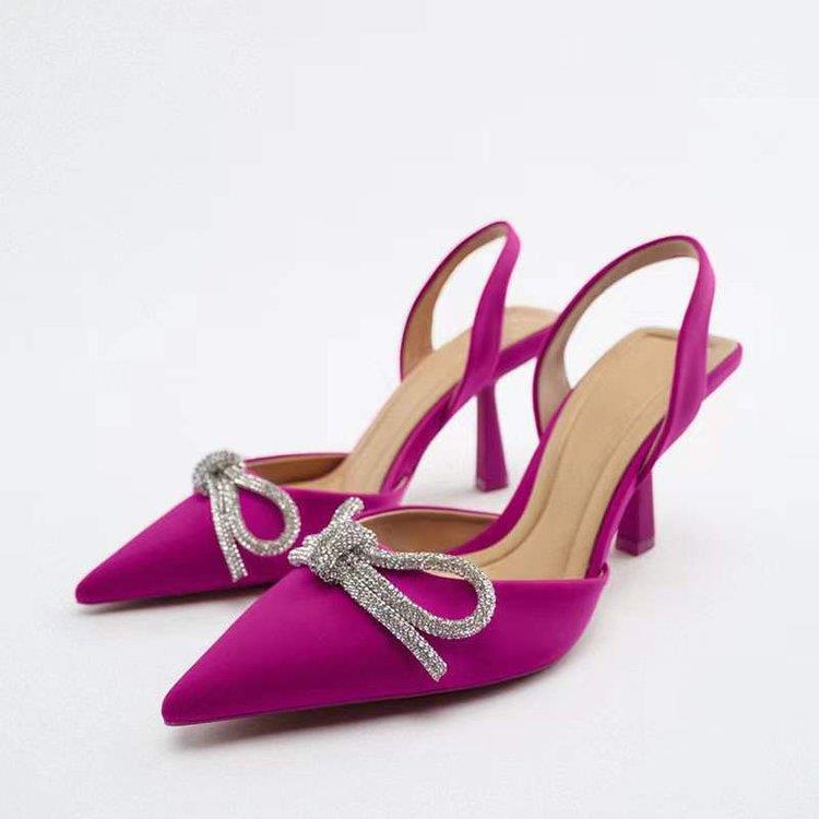 Damen elegante Slingback-Pumps mit glitzernden Schleifen-Details