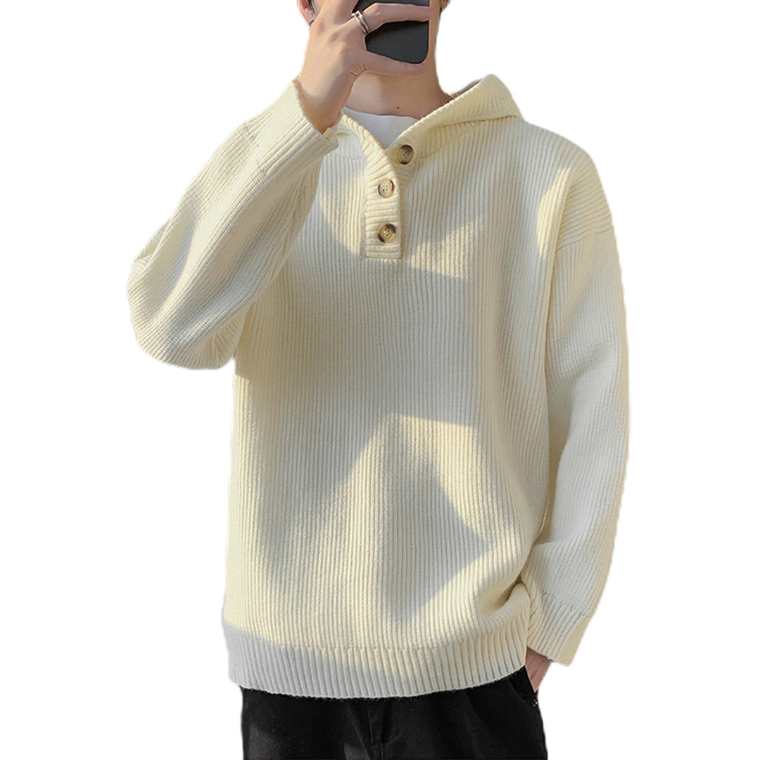 Herren Gemütlicher Hoodie mit Knopfdetails und Rippenstruktur Shop Nory