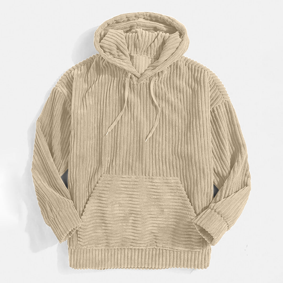 Unisex nan gerippter Samt-Hoodie mit Kapuze und Kängurutasche Shop Nory
