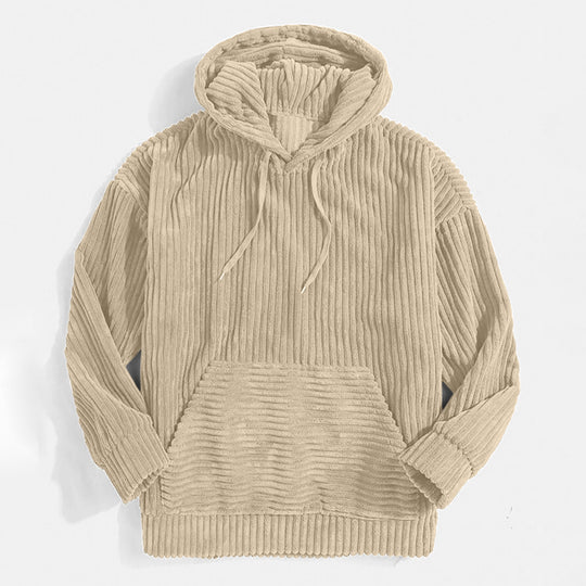 Unisex nan gerippter Samt-Hoodie mit Kapuze und Kängurutasche Shop Nory