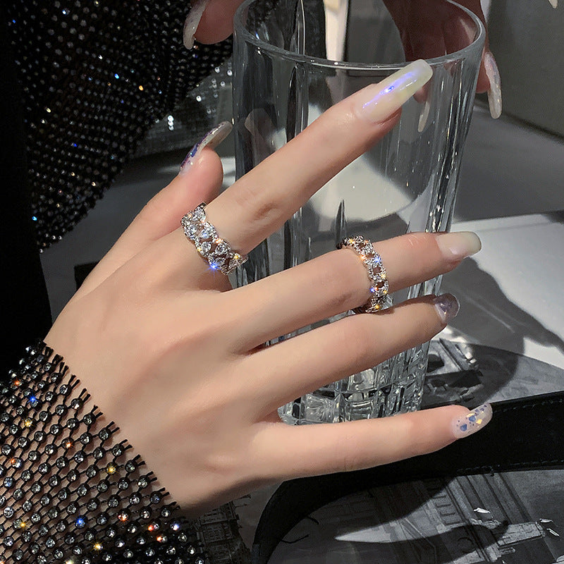Damen Offener Ring mit funkelnden Zirkonia-Elementen Shop Nory