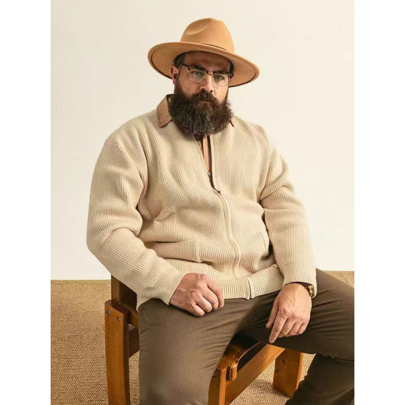 Unisex Oversized Boxy-Strickjacke mit verdecktem Reißverschluss und breiter Rippenstruktur Shop Nory