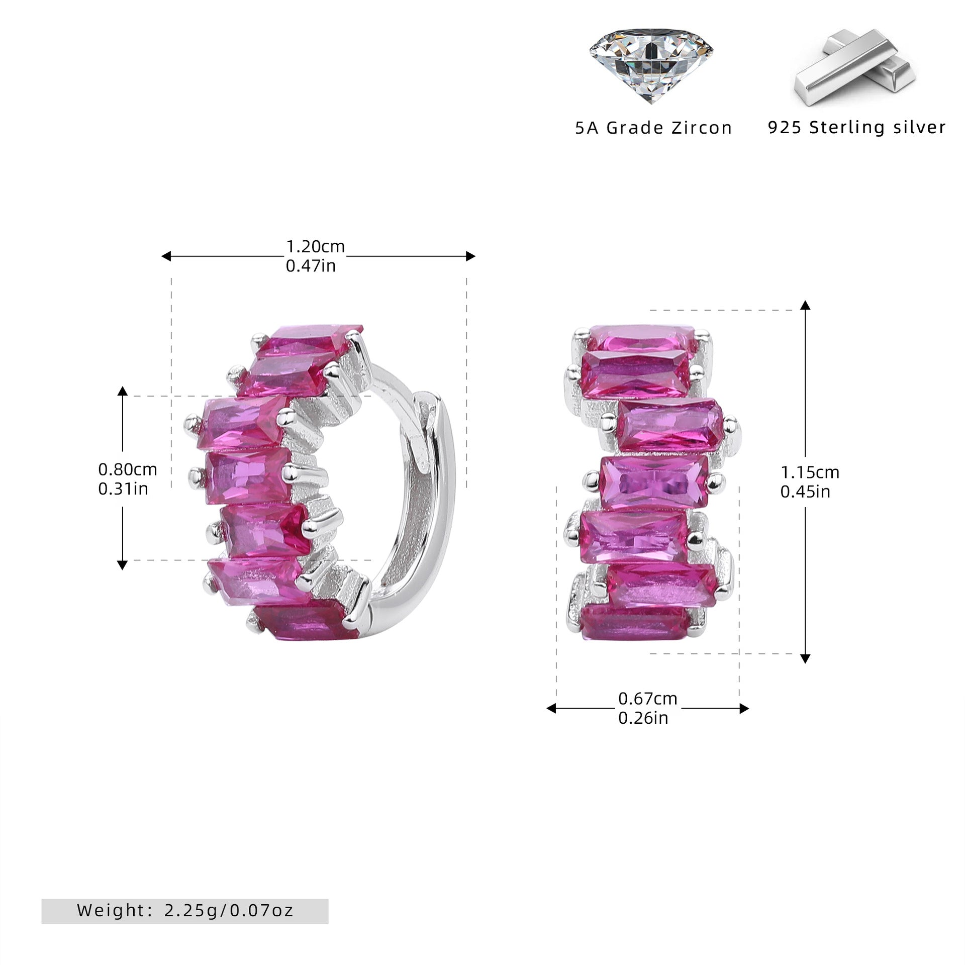 Damen Ohrstecker mit exquisite Zirkonsteinen und 925 Sterling Silber Shop Nory