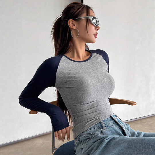 Damen Enganliegendes Raglan-Langarmshirt mit Stretch und Daumenloch Shop Nory