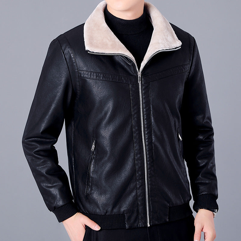 Herren gefütterte Kunstleder-Bomberjacke mit Sherpa-Kragen und wärmender Teddyinnenlage Shop Nory