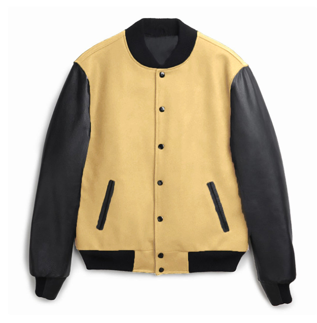 Herren Varsity‑Bomberjacke im College‑Stil mit Wollkörper und Lederärmeln Shop Nory