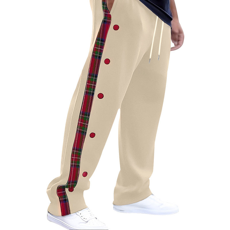 Herren lockere Jogginghose mit seitlichem Karostreifen und Druckknopfleiste Shop Nory