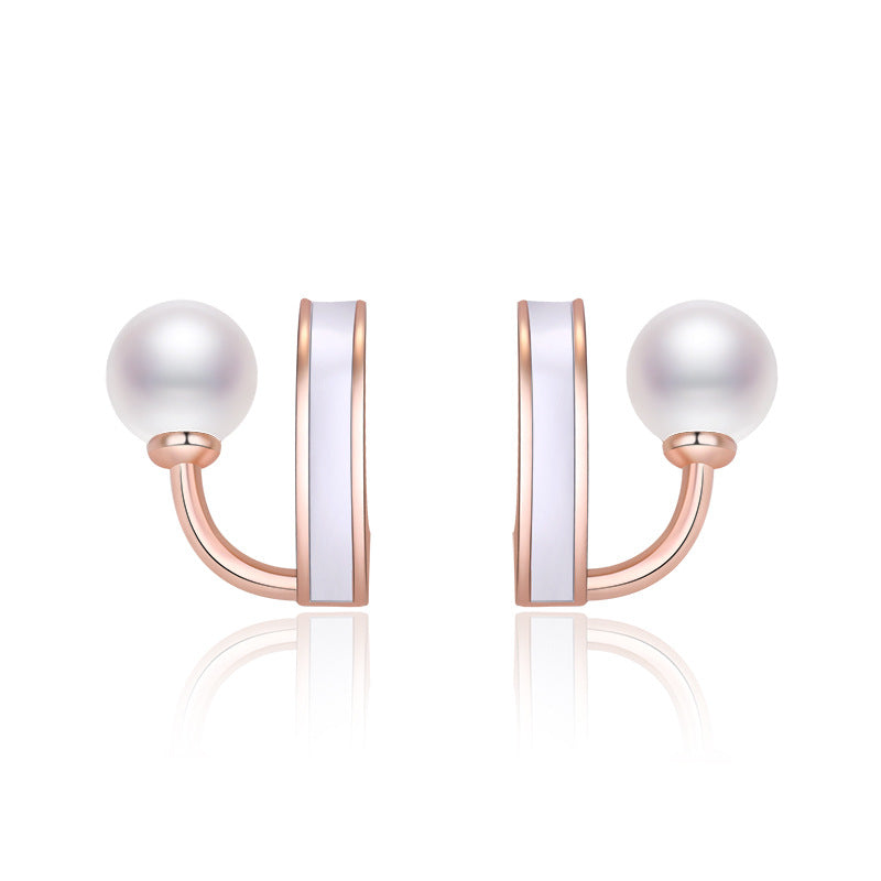 Damen Ohrstecker mit elegantem Perlendesign und modernem Rahmen Shop Nory