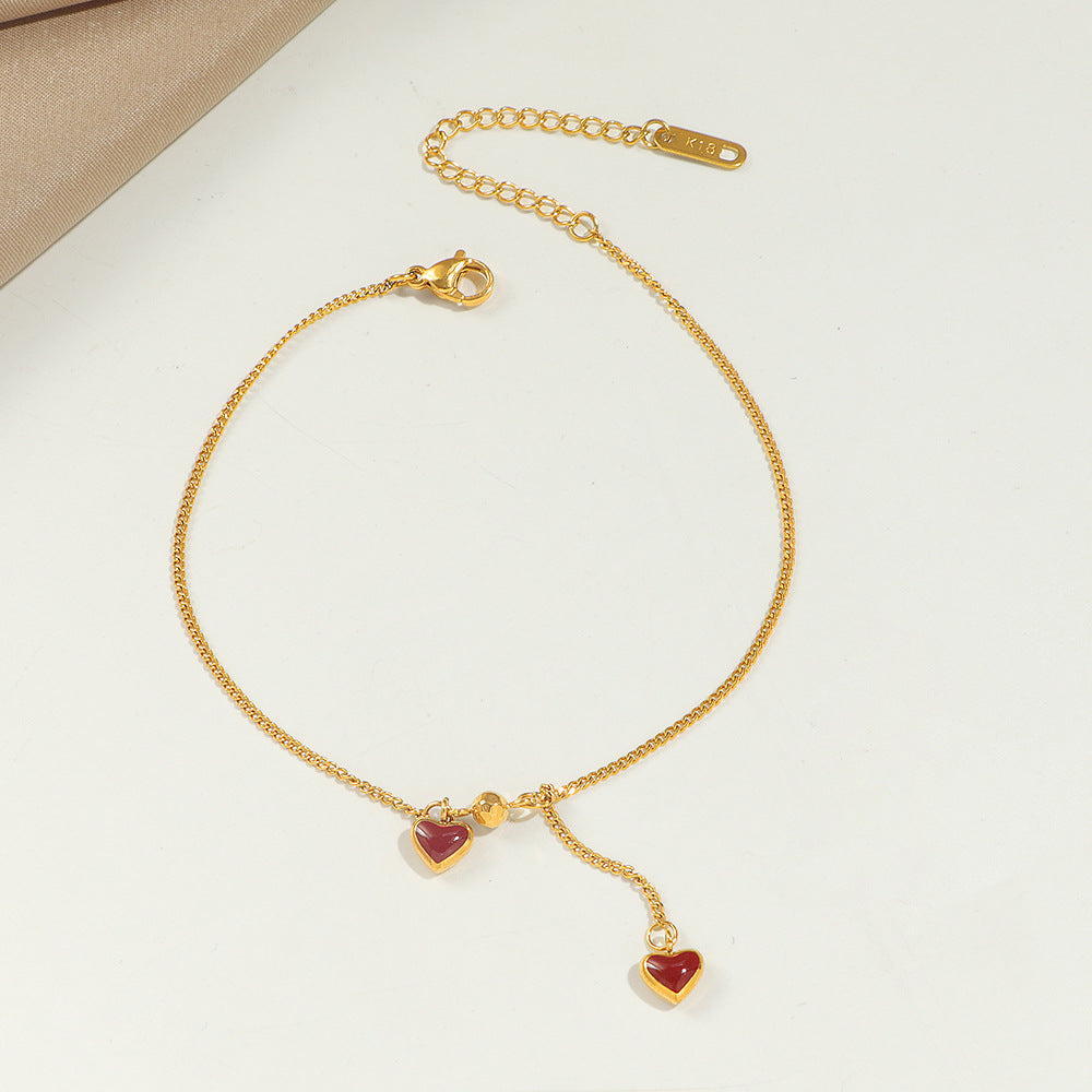 Damen Herz Charm Verstellbares Fußkettchen Shop Nory
