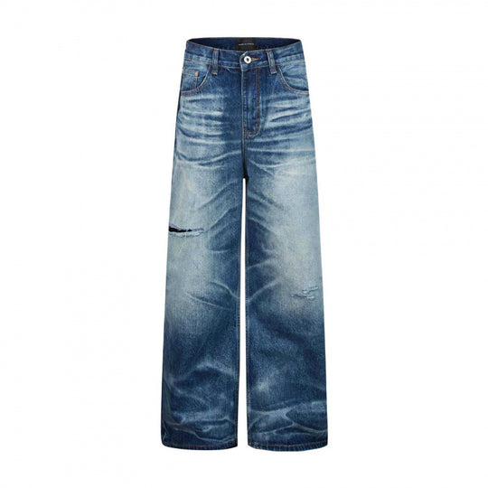 Damen taillenhohe Culotte-Jeans mit weitem Bein und ausgefransten Details Shop Nory