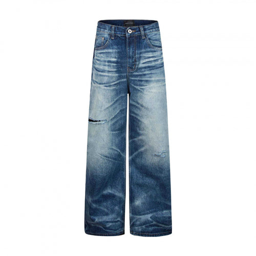Damen taillenhohe Culotte-Jeans mit weitem Bein und ausgefransten Details Shop Nory