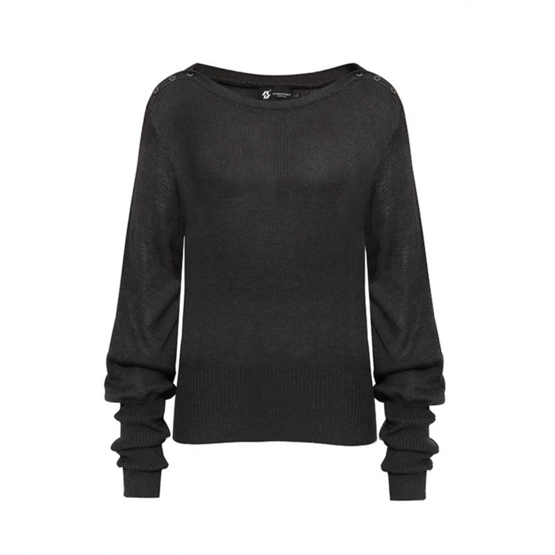 Damen Leichter Feinstrick-Pullover mit überschnittenen Schultern und langen Raffärmeln Shop Nory