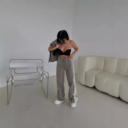 Damen luxuriöser Freizeit-Jogginganzug mit Reißverschluss und Kontrastpaneelen Shop Nory