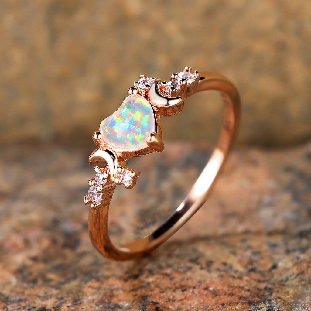 Damen Ring mit filigranem Design und funkelndem Opal und Zirkonia-Elementen Shop Nory