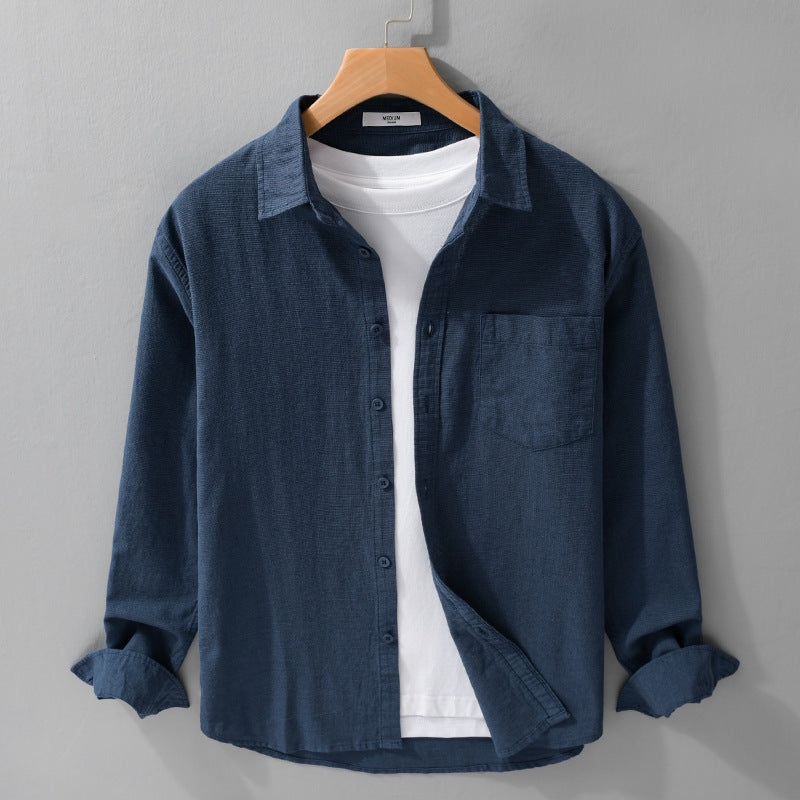 Herren Soft‑Touch Baumwollmix Overshirt im Layering‑Look mit Brusttasche Shop Nory