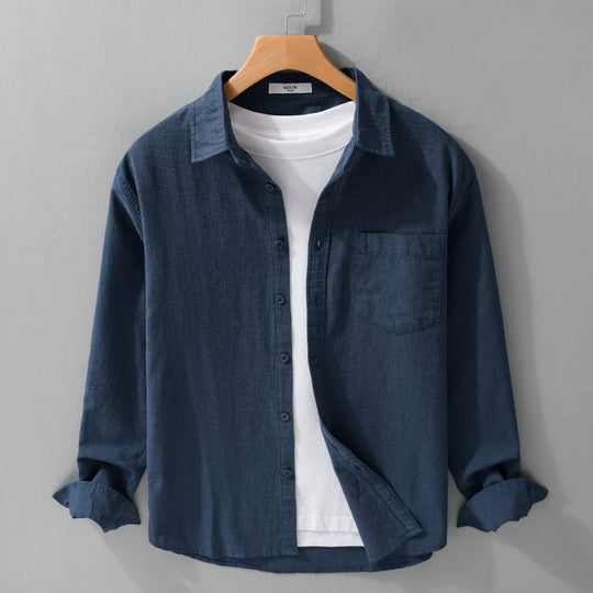 Herren Soft‑Touch Baumwollmix Overshirt im Layering‑Look mit Brusttasche Shop Nory