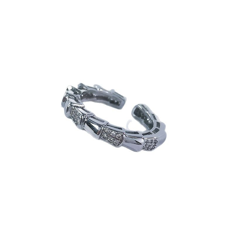Damen Ring mit elegantem Bambusdesign und funkelnden Zirkonia Shop Nory