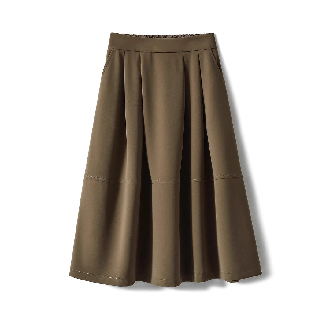 Damen Eleganter Midirock mit Falten und hohem Bund Shop Nory