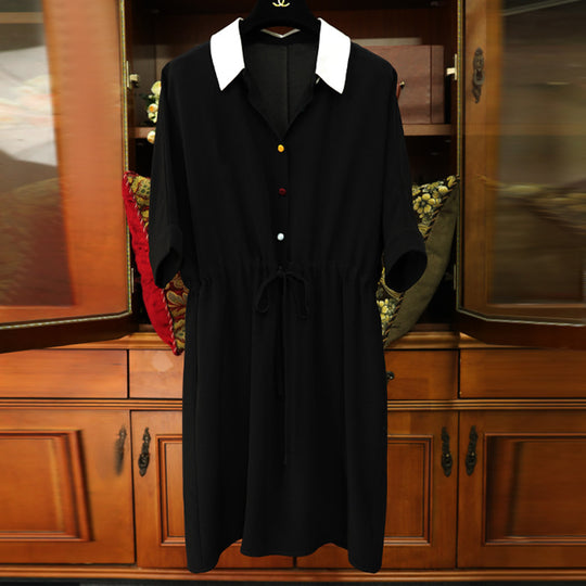 Damen Modisches Hemdkleid mit Taillenzug Shop Nory