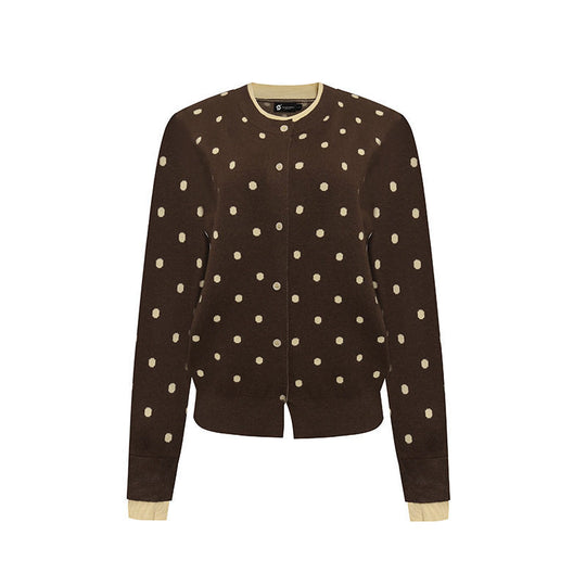 Damen Gepunktete Strickjacke mit Rundhalsausschnitt, Knopfleiste und Layering‑Optik Shop Nory