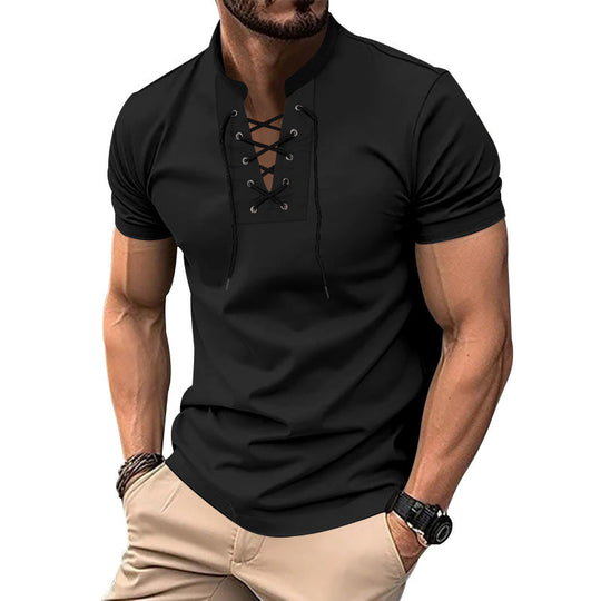 Herren lässiges Poloshirt mit Schnürung