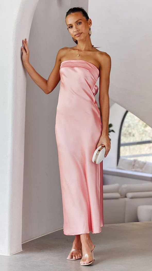 Satin rückenfreies Röhrentop Kleid