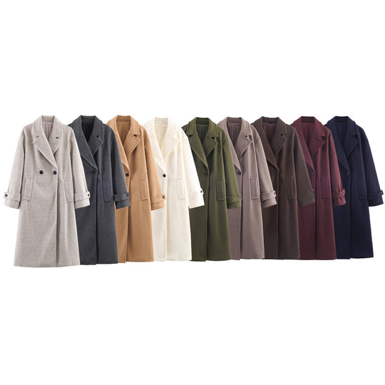 Damen Oversize Wollmix-Mantel mit Doppelreiher, breitem Revers und Ärmelriegel Shop Nory