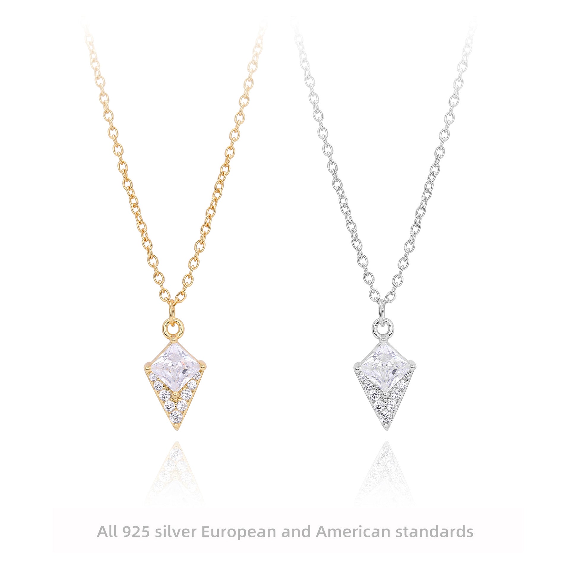 Damen Halskette mit diamantförmigem Anhänger und funkelnden Zirkonia Shop Nory