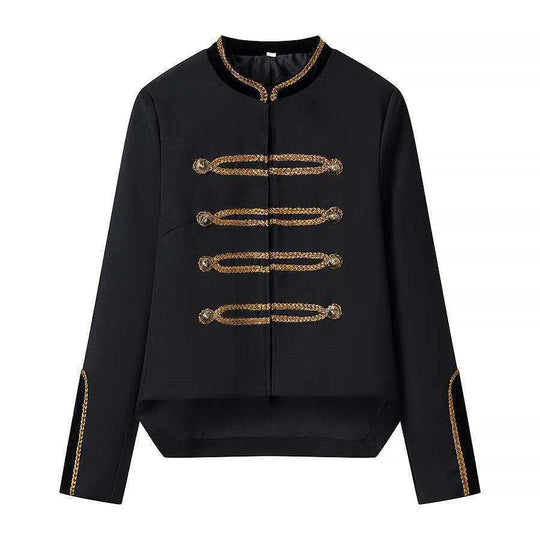 Damen Cropped-Militärjacke mit Zierkordel und Samtkragen Shop Nory