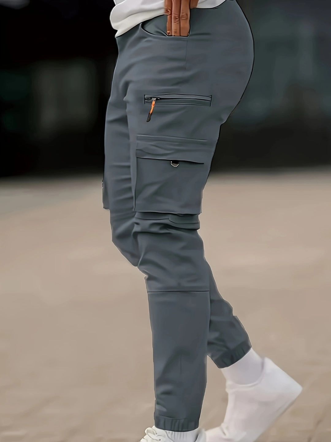 Herren Tapered Cargo-Jogginghose mit Reißverschluss- und Klappentaschen Shop Nory